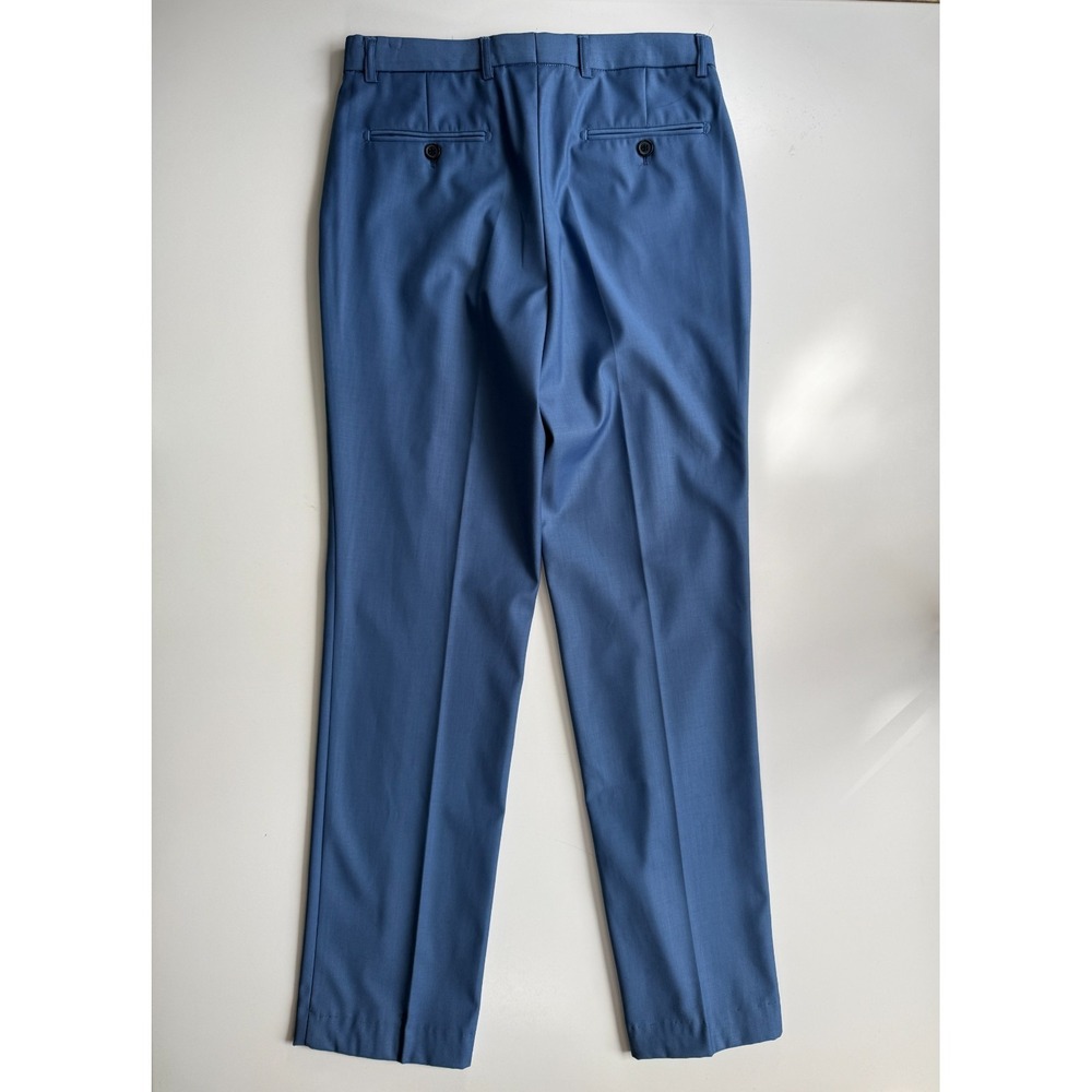 ROBERT SIMON Fitted Dress‎ Trouser Pants Mens 30x31 Pale Blue Flat Front Modern - Picture 6 of 9